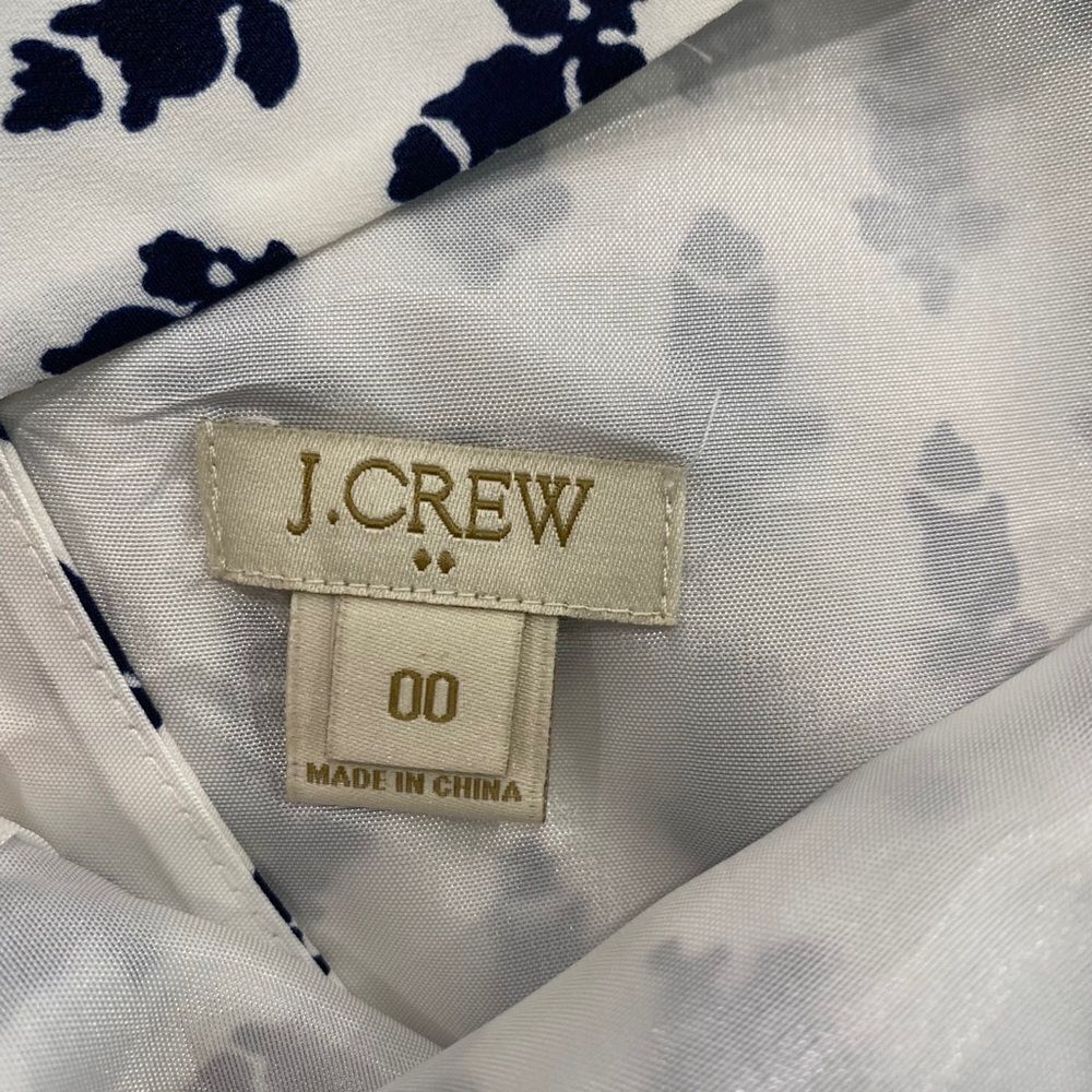 J. Crew Circle Neck Printed White and Navy Dress - Picture 10 of 11